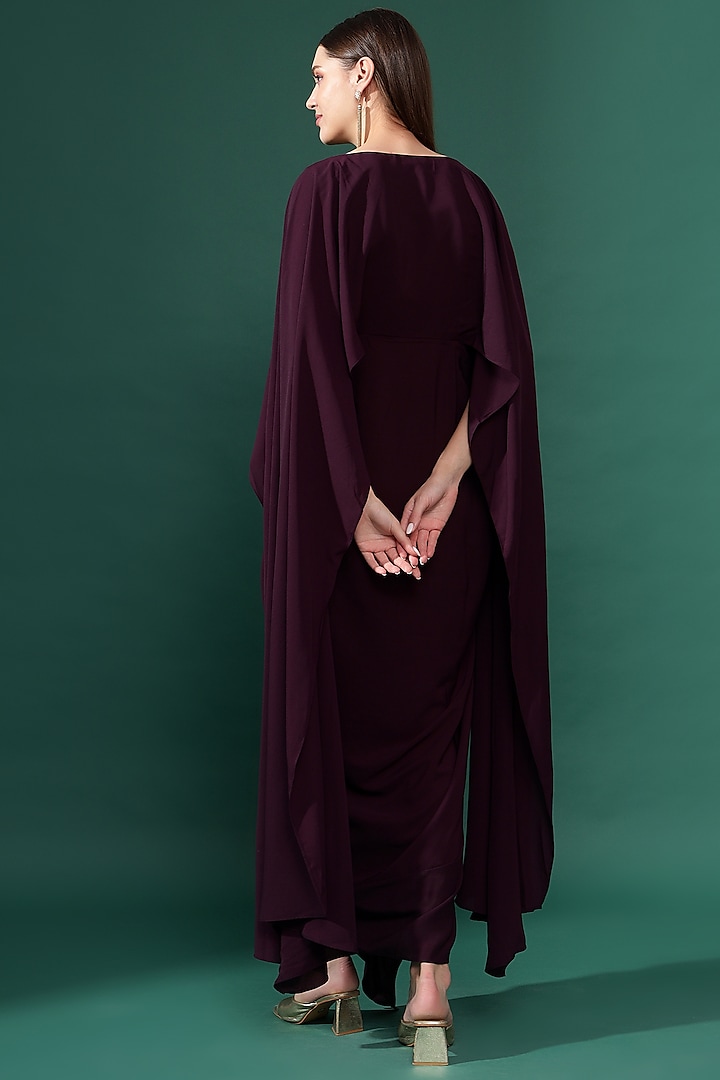 Purple Moss Crepe Embellished Gown by Aakaar at Pernia's Pop Up Shop
