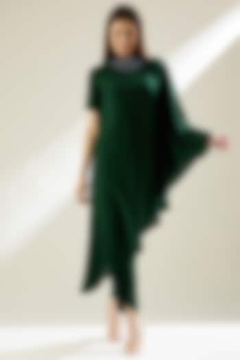 Bottle Green Embellished Tunic Set by Aakar at Pernia's Pop Up Shop