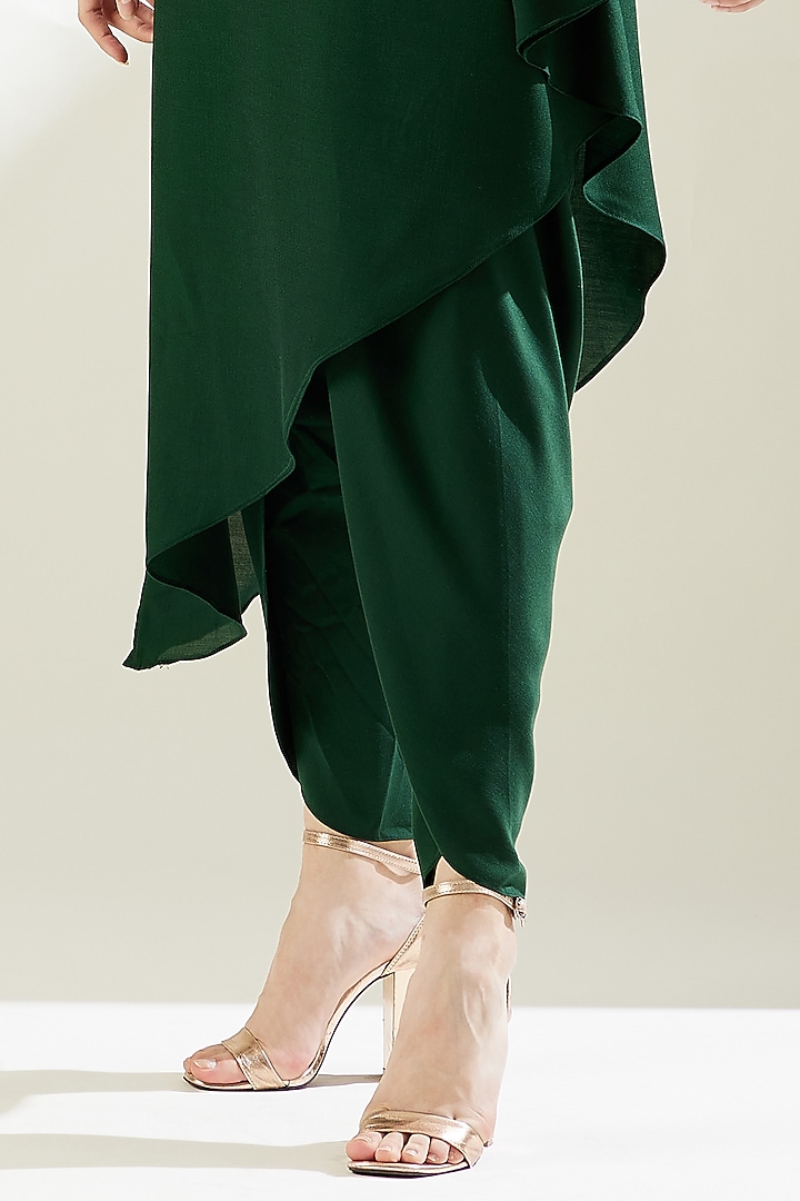 Bottle Green Embellished Tunic Set by Aakar at Pernia's Pop Up Shop