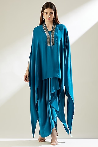 Ocean Blue Embellished Tunic Set by Aakar