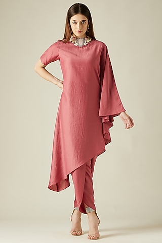 Pink Embellished Tunic Set by Aakar
