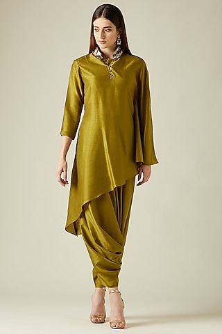 Olive Embellished Tunic Set by Aakar