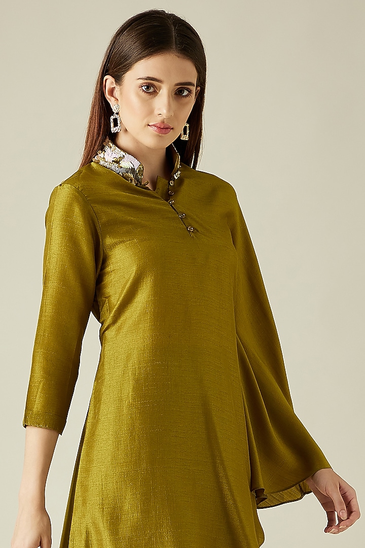 Olive Embellished Tunic Set by Aakar at Pernia's Pop Up Shop