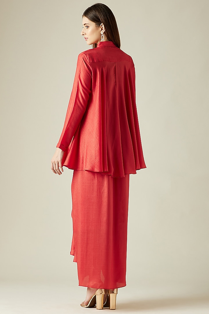 Red Embellished Tunic Set by Aakar at Pernia's Pop Up Shop