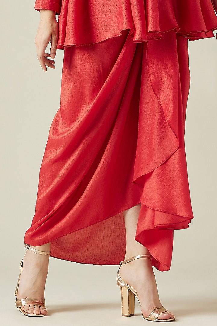 Red Embellished Tunic Set by Aakar at Pernia's Pop Up Shop
