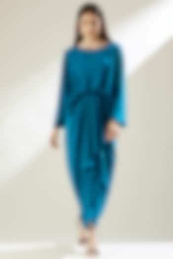 Ocean Blue Drape Dress by Aakaar