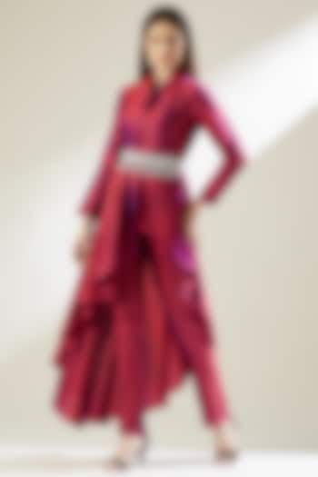 Fuchsia Silk Tissue Tunic Set by Aakaar at Pernia's Pop Up Shop