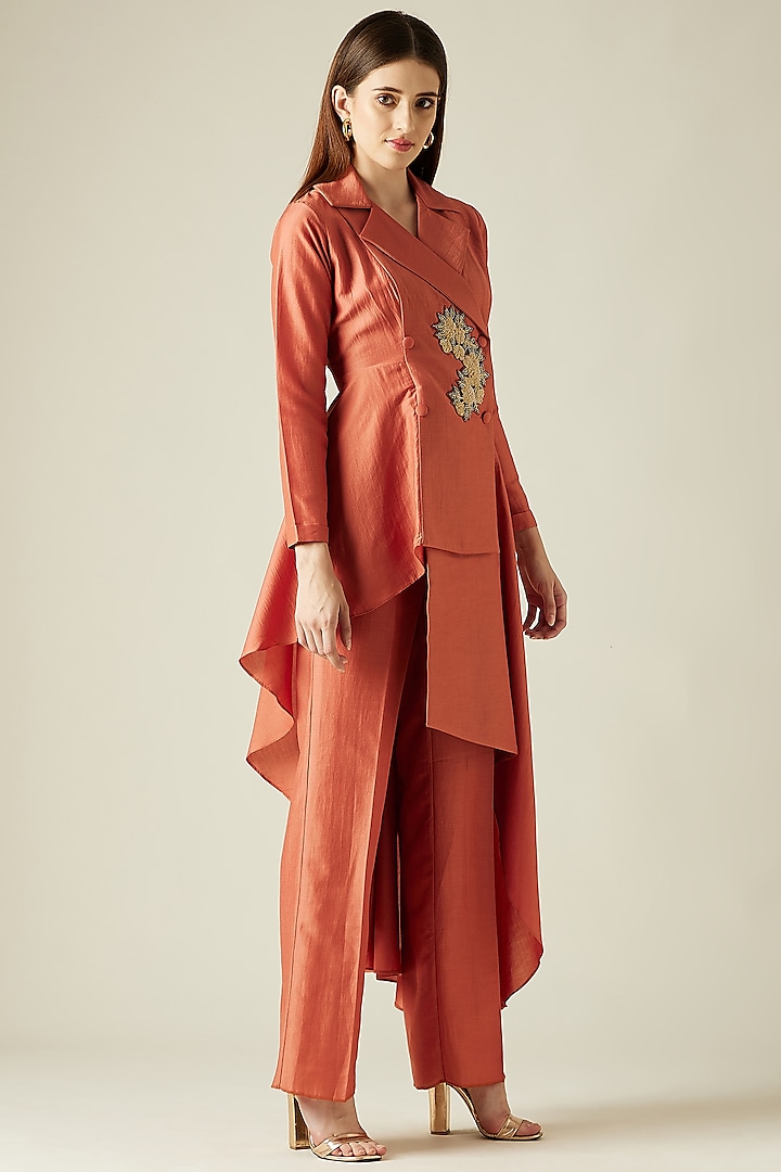 Orange Cotton Silk Kurta Set by Aakaar at Pernia's Pop Up Shop