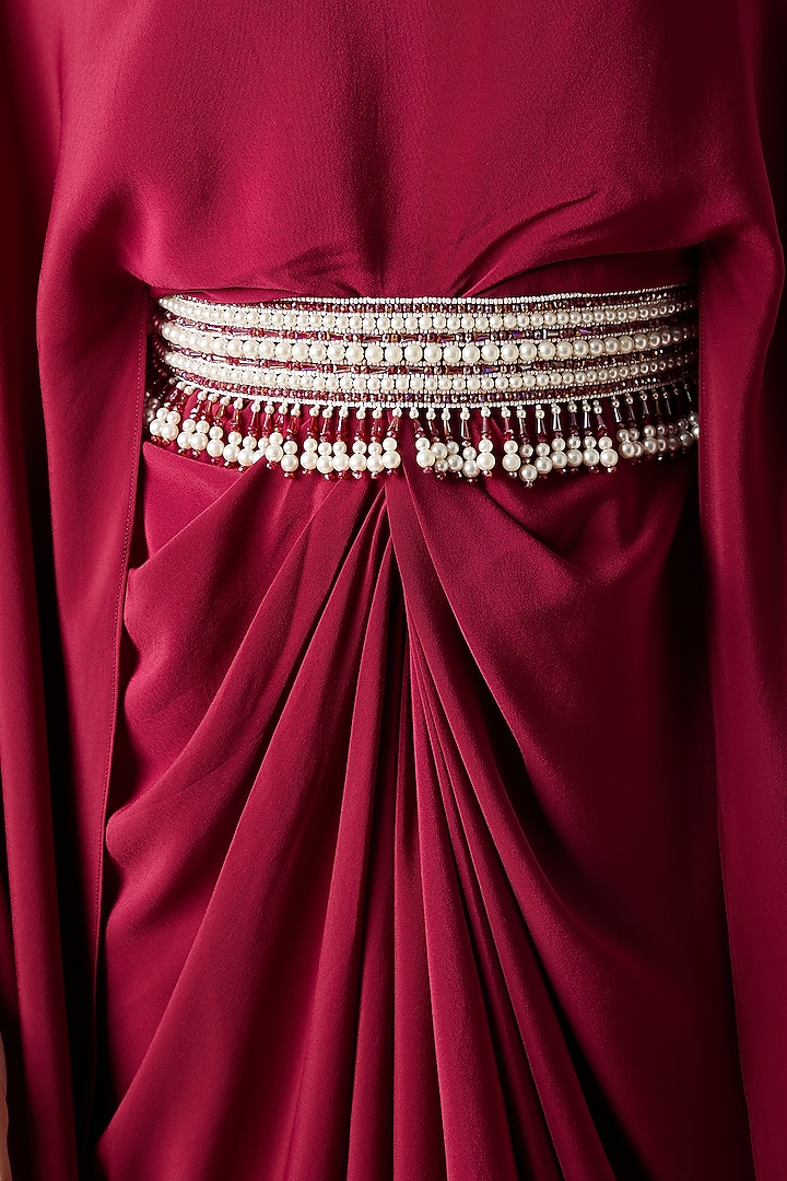 Ruby Silk Crepe Draped Summer Dress by Aakaar at Pernia's Pop Up Shop