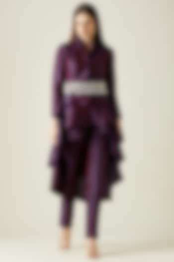 Purple Silk Tunic Set by Aakaar