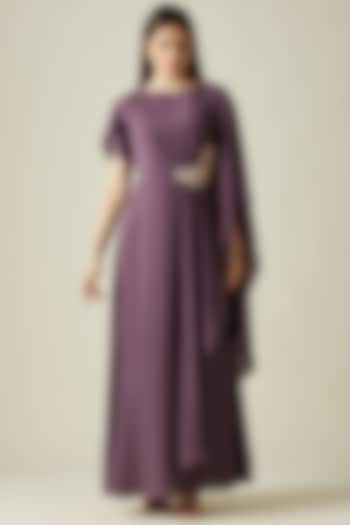 Purple Silk Tissue Maxi Dress by Aakaar