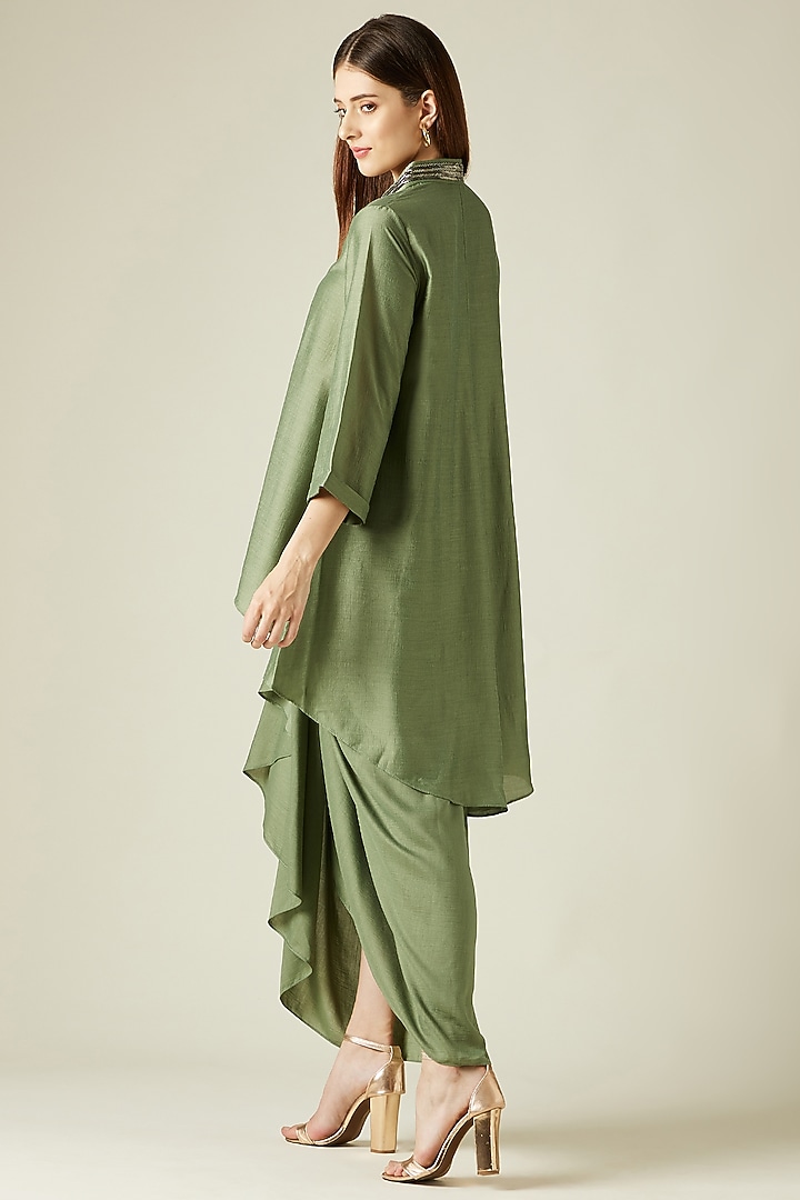 Fern Green Cotton Silk Skirt Set by Aakaar at Pernia's Pop Up Shop