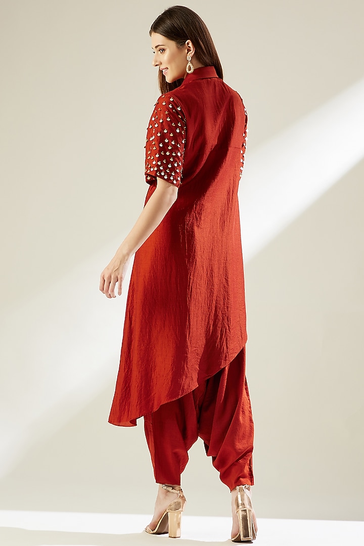 Orange Cotton Silk Tunic Set by Aakaar at Pernia's Pop Up Shop