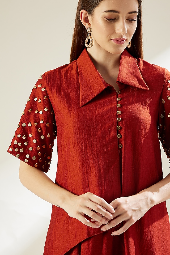 Orange Cotton Silk Tunic Set by Aakaar at Pernia's Pop Up Shop