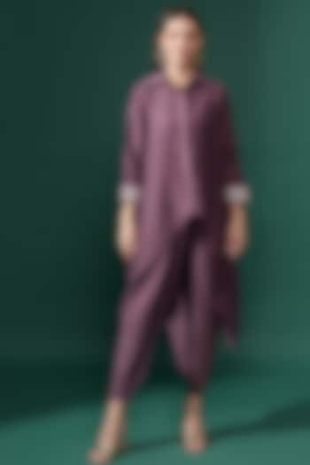 Purple Cotton Silk Sequins Embellished Tunic Set by Aakaar at Pernia's Pop Up Shop