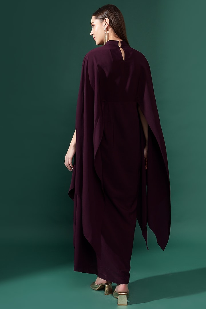 Purple Cotton Silk Floral Embroidered Gown by Aakaar at Pernia's Pop Up Shop