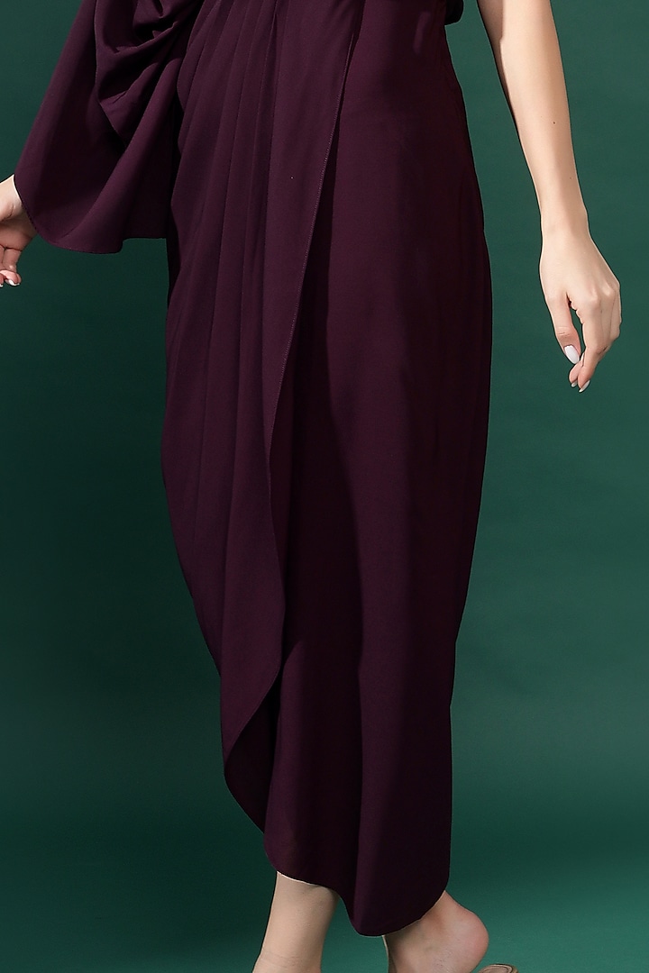 Purple Moss Crepe Crystal Embellished Draped Summer Dress by Aakaar at Pernia's Pop Up Shop