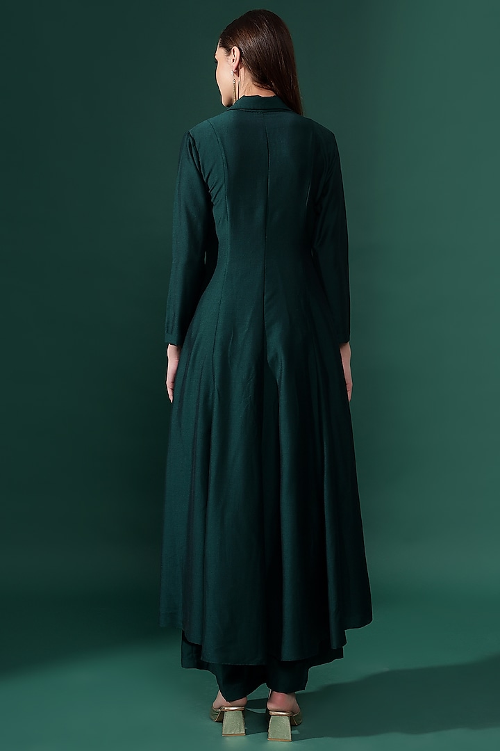 Green Cotton Silk Sequins & Crystal Embellished Co-Ord Set by Aakaar at Pernia's Pop Up Shop