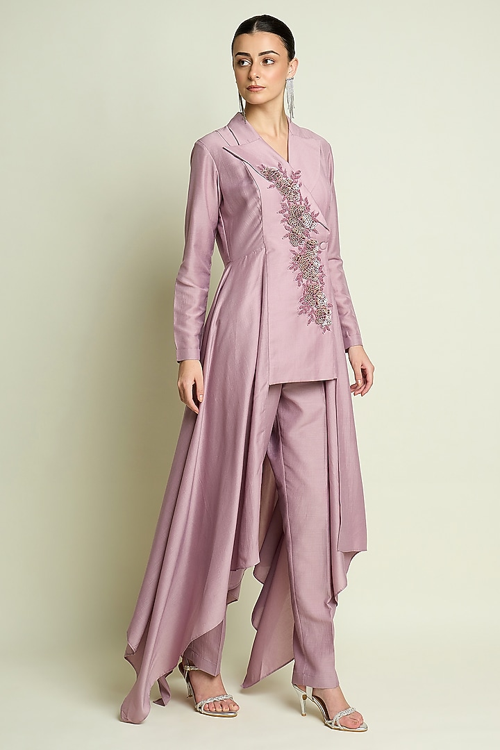Lilac Cotton Silk Handkerchief Pant Set by Aakaar at Pernia's Pop Up Shop