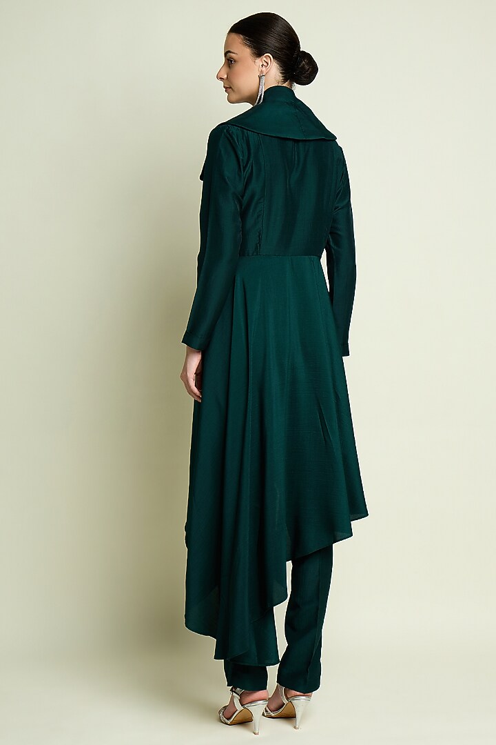 Emerald Cotton Silk Embroidered Co-Ord Set by Aakaar at Pernia's Pop Up Shop