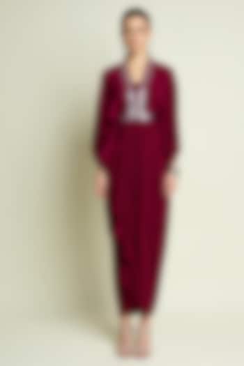 Ruby Silk Crepe Draped Summer Dress by Aakaar at Pernia's Pop Up Shop