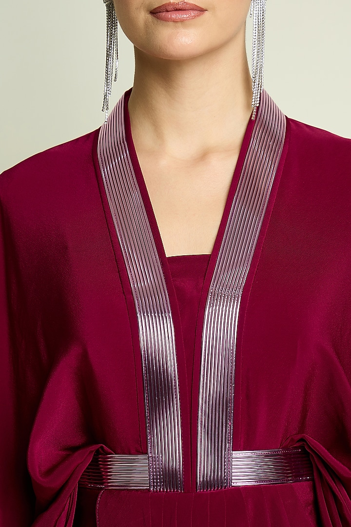 Ruby Silk Crepe Draped Summer Dress by Aakaar at Pernia's Pop Up Shop