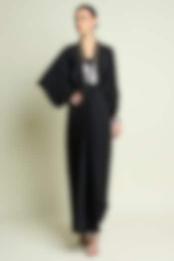 Black Silk Crepe Draped Summer Dress by Aakaar at Pernia's Pop Up Shop
