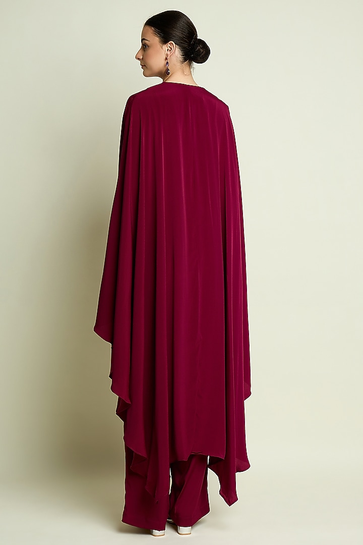 Ruby Silk Crepe Kaftan Set by Aakaar at Pernia's Pop Up Shop