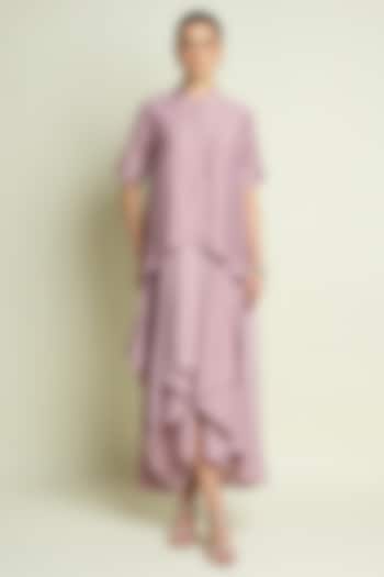 Lilac Cotton Silk Draped Summer Dress by Aakaar at Pernia's Pop Up Shop