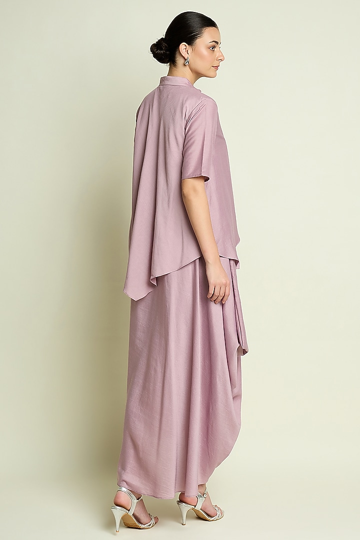 Lilac Cotton Silk Draped Summer Dress by Aakaar at Pernia's Pop Up Shop