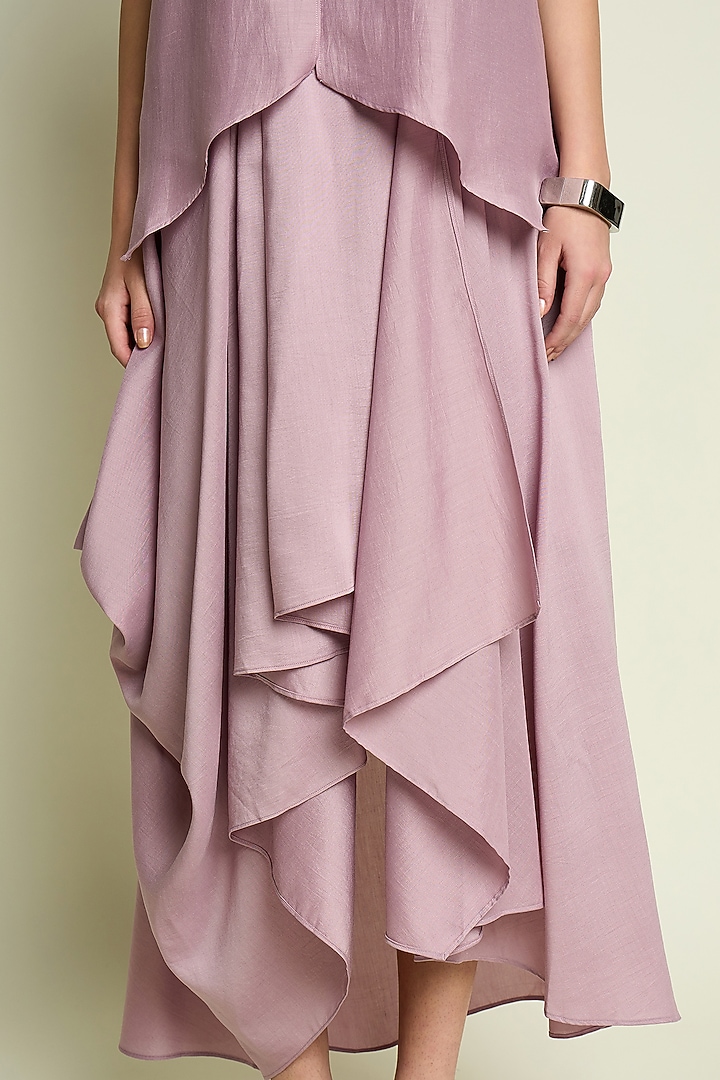 Lilac Cotton Silk Draped Summer Dress by Aakaar at Pernia's Pop Up Shop