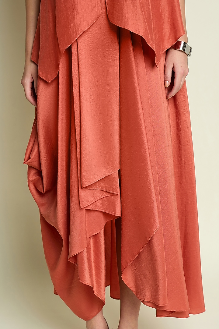 Orange Cotton Silk Draped Summer Dress by Aakaar at Pernia's Pop Up Shop