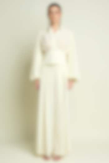 White Moss Crepe Co-Ord Set by Aakaar at Pernia's Pop Up Shop