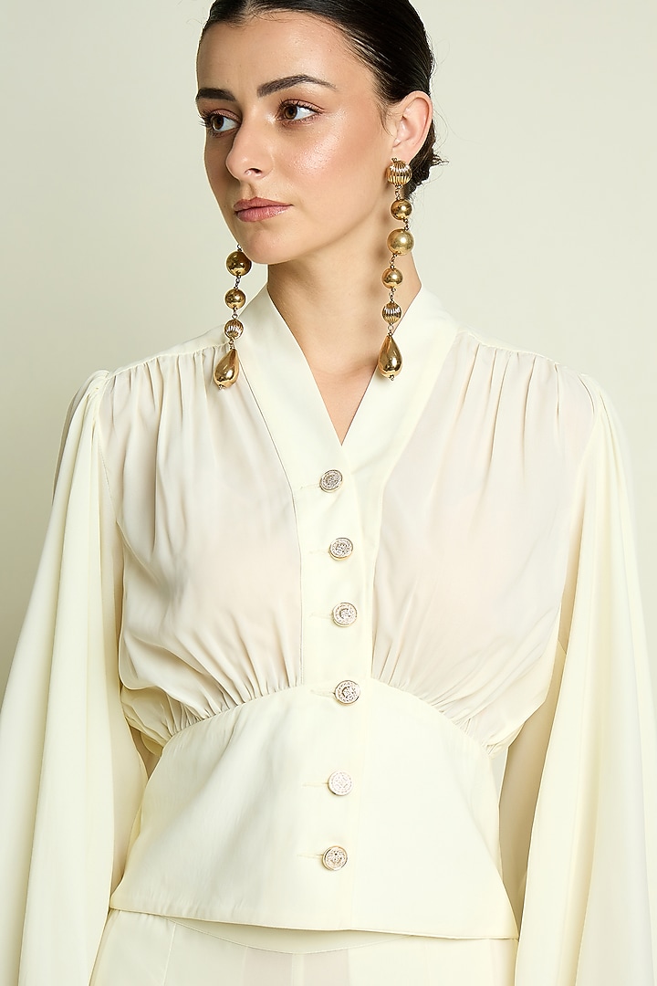 White Moss Crepe Co-Ord Set by Aakaar at Pernia's Pop Up Shop