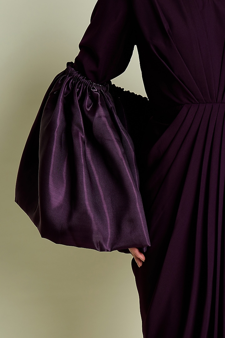 Purple Moss Crepe Draped Summer Dress With Shrug by Aakaar at Pernia's Pop Up Shop