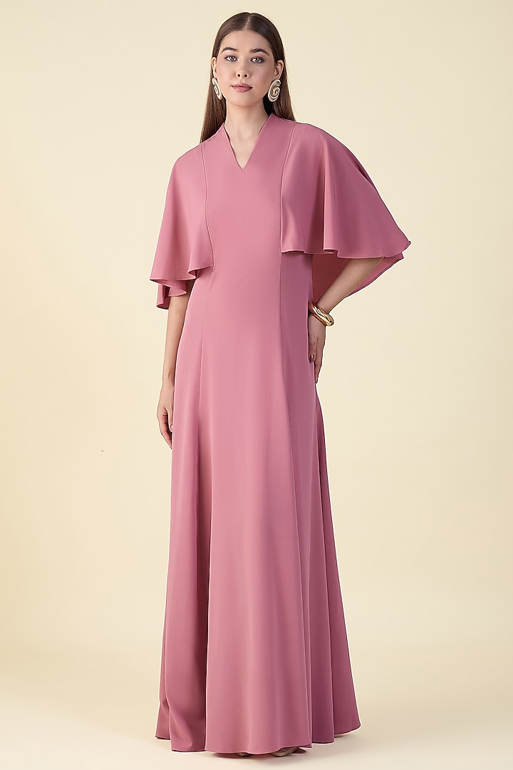 Blossom Pink Moss Crepe Maxi Summer Dress by Aakaar at Pernia's Pop Up Shop
