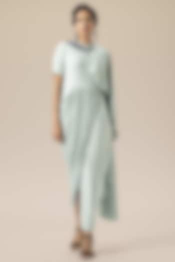 Chalk Blue Moss Crepe Summer Dress by Aakaar at Pernia's Pop Up Shop