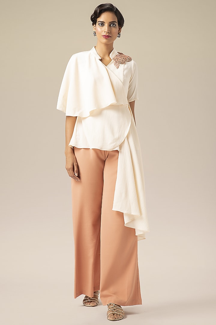 Vanilla Moss Crepe Wrap Tunic by Aakaar at Pernia's Pop Up Shop