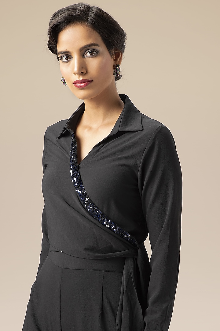 Black Wrap Shirt by Aakaar at Pernia's Pop Up Shop