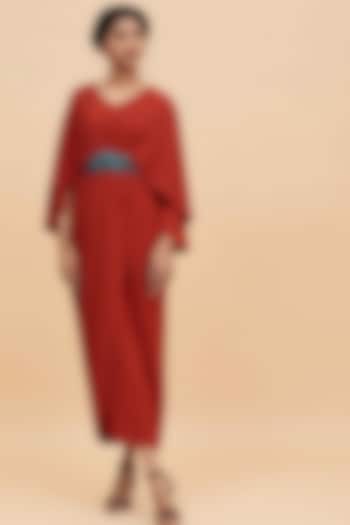 Dusty Red Draped Summer Dress by Aakaar at Pernia's Pop Up Shop