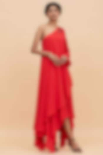 Red Layered Dress by Aakaar