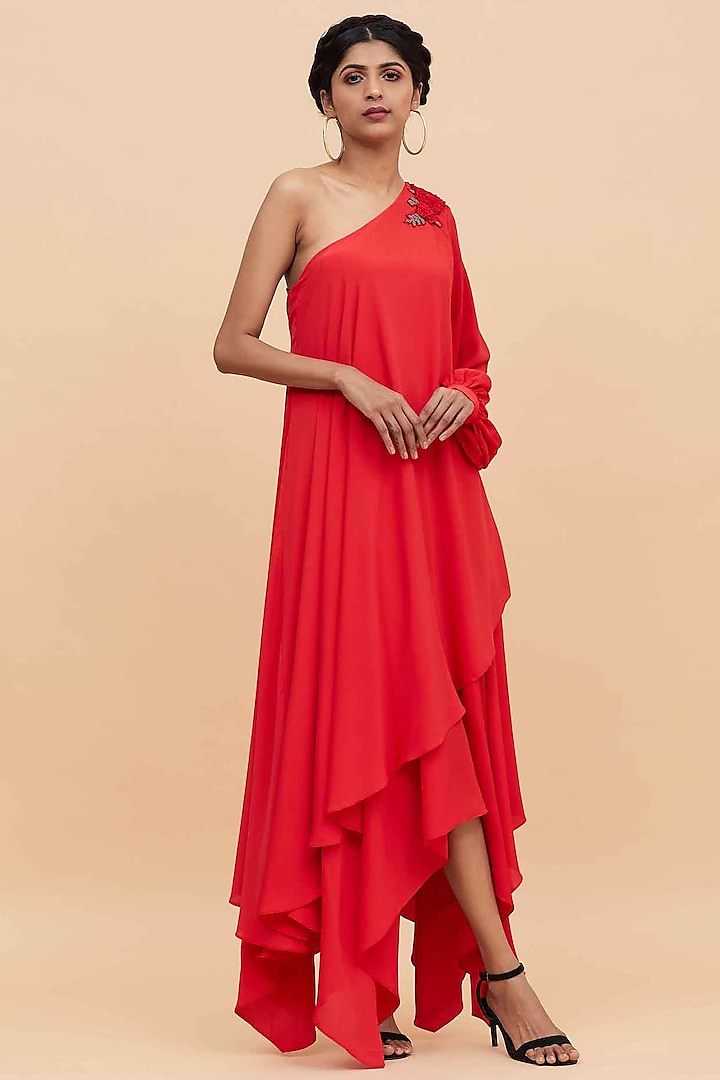 Red Layered Dress by Aakaar