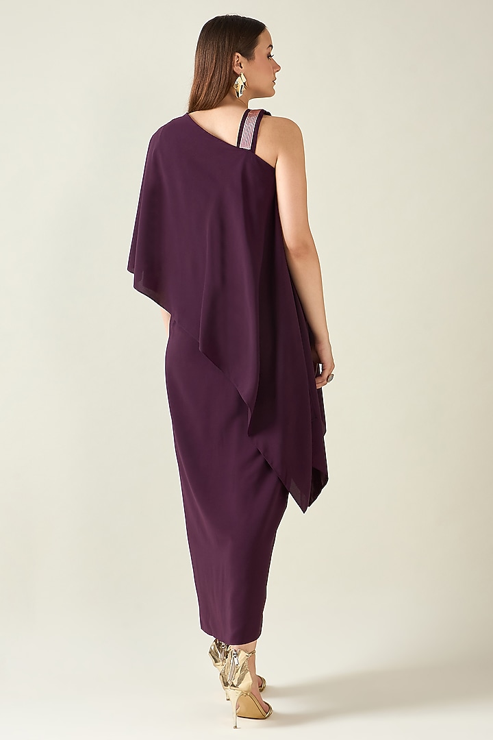 Purple Moss Crepe Draped Summer Dress by Aakaar at Pernia's Pop Up Shop