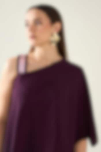 Purple Moss Crepe Draped Dress by Aakaar at Pernia's Pop Up Shop