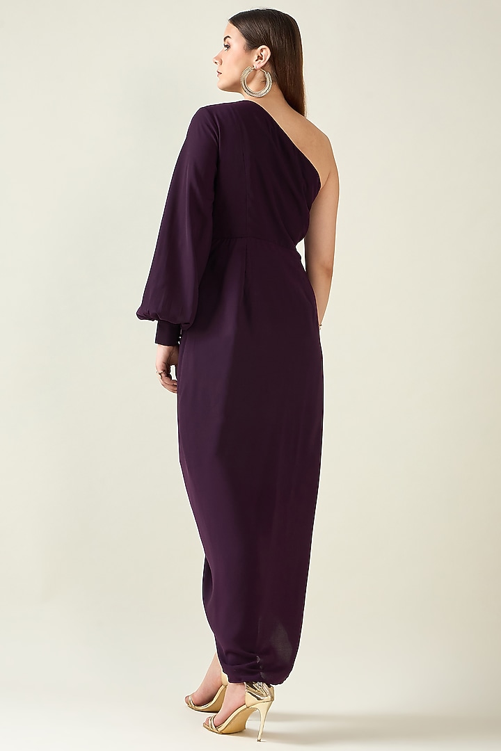 Purple Moss Crepe One-Shoulder Summer Dress by Aakaar at Pernia's Pop Up Shop