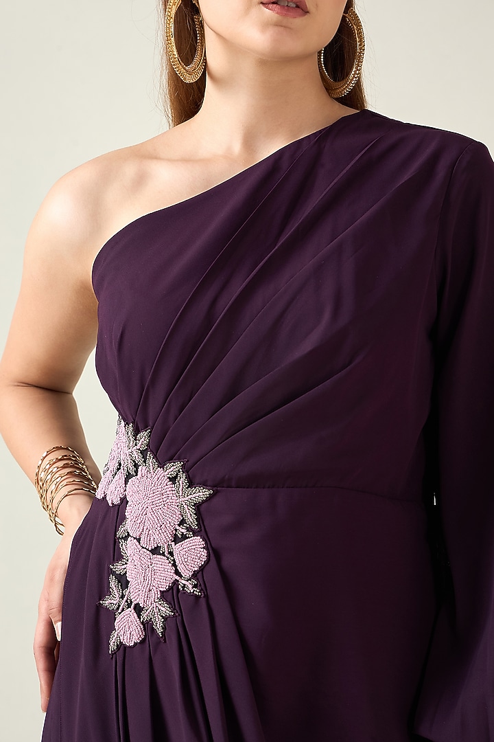 Purple Moss Crepe One-Shoulder Summer Dress by Aakaar at Pernia's Pop Up Shop