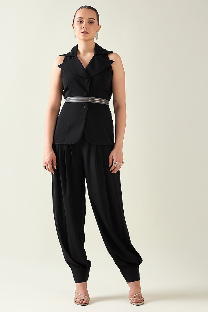 Black Moss Crepe Co-Ord Set by Aakaar at Pernia's Pop Up Shop