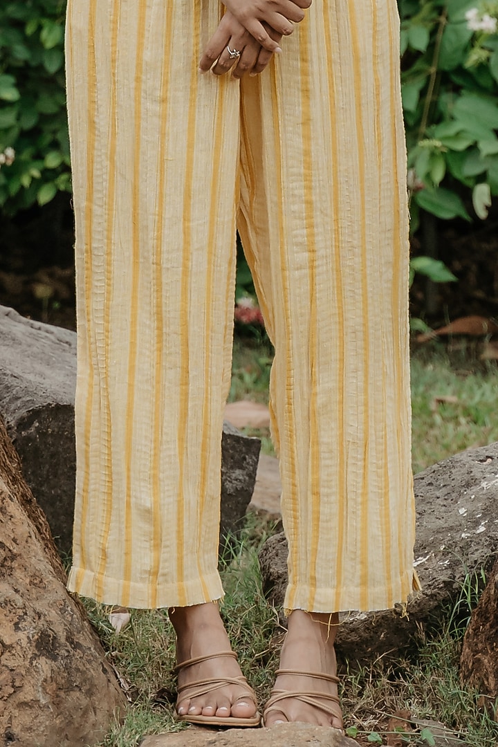 Cream & Yellow Cotton Handloom Co-Ord Set by Akashi at Pernia's Pop Up Shop