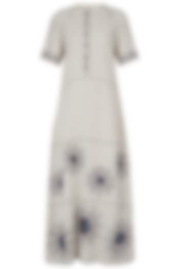 Off-White Khadi Maxi Dress For Girls by Akashi- Kids