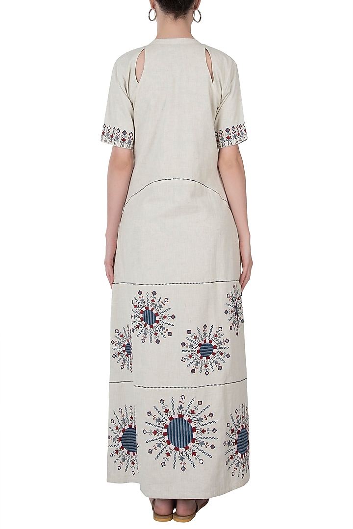 Off-White Khadi Maxi Dress For Girls by Akashi- Kids at Pernia's Pop Up Shop